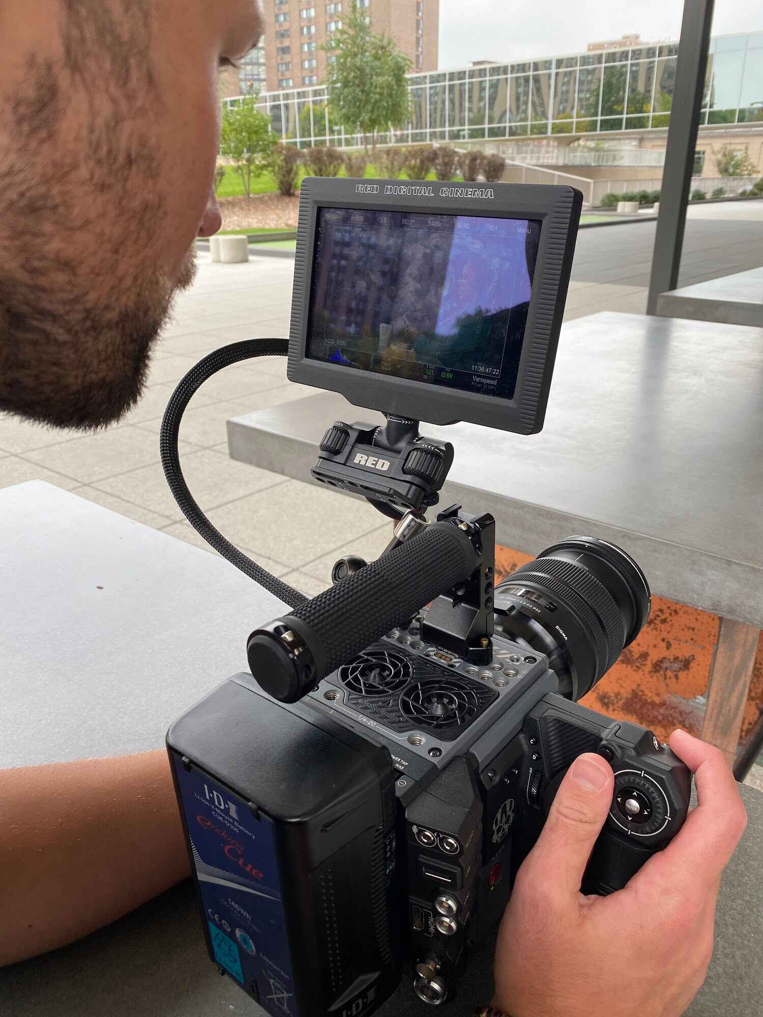 Josh filming on location