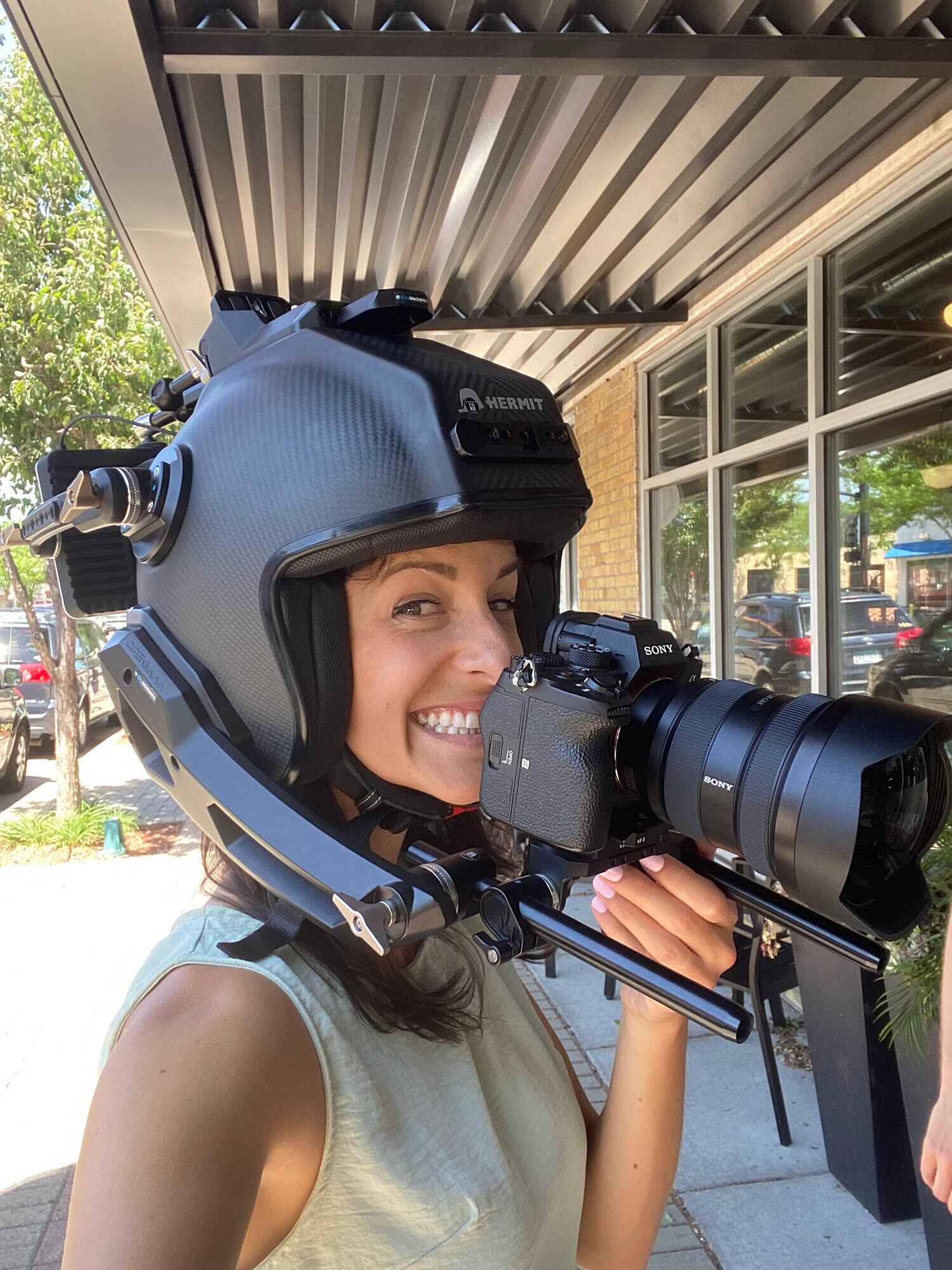 Sofia operating camera on set